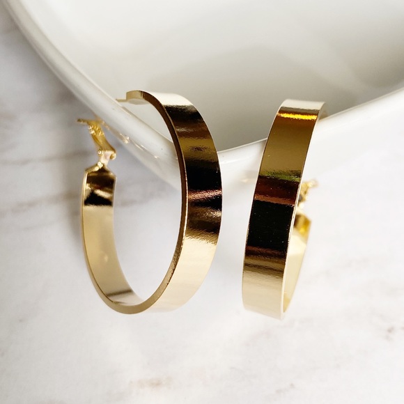 Jewelry - 14K Gold Dipped Hoop Earrings 1.5"/4cm Jewelry - 14K Gold Dipped Hoop Earrings 1.5"/4cm